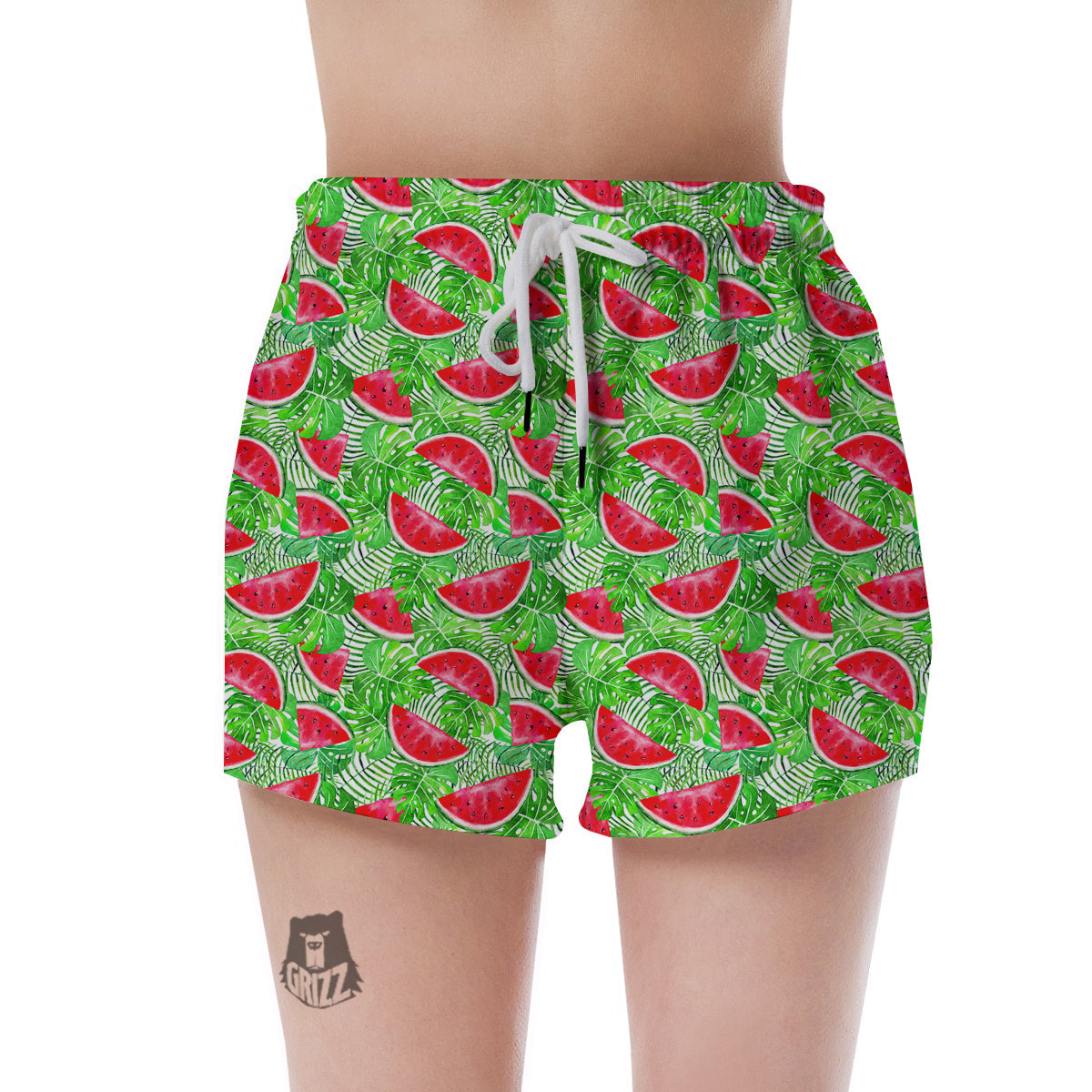 Watermelon Aloha Tropical Print Pattern Women's Shorts-grizzshop
