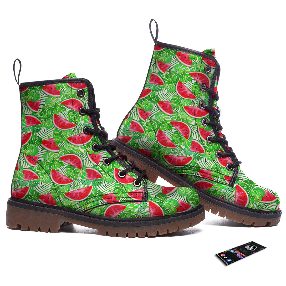 Watermelon Aloha Tropical Print Pattern Work Boots-grizzshop