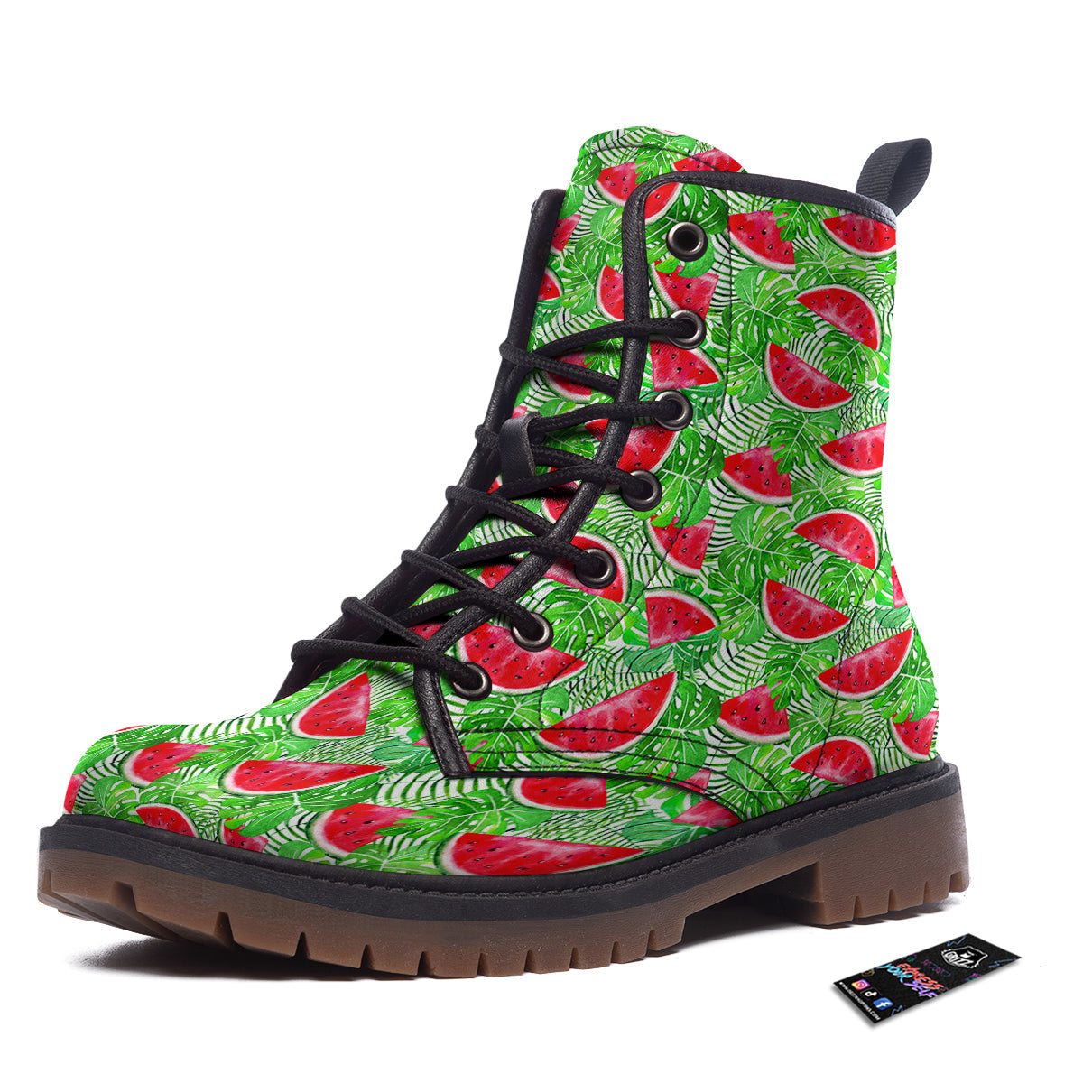 Watermelon Aloha Tropical Print Pattern Work Boots-grizzshop