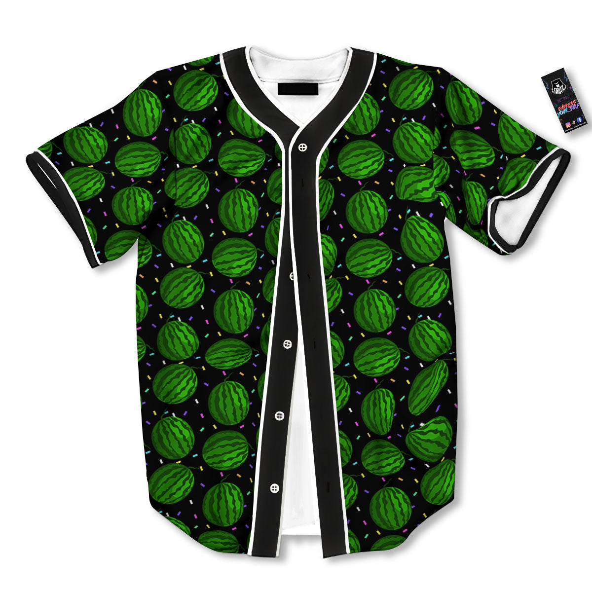Watermelon Black Cute Print Pattern Baseball Jersey-grizzshop