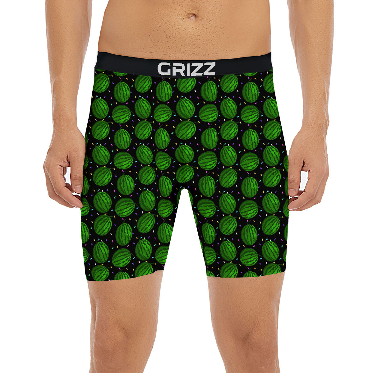 Watermelon Black Cute Print Pattern Boxer Briefs-grizzshop