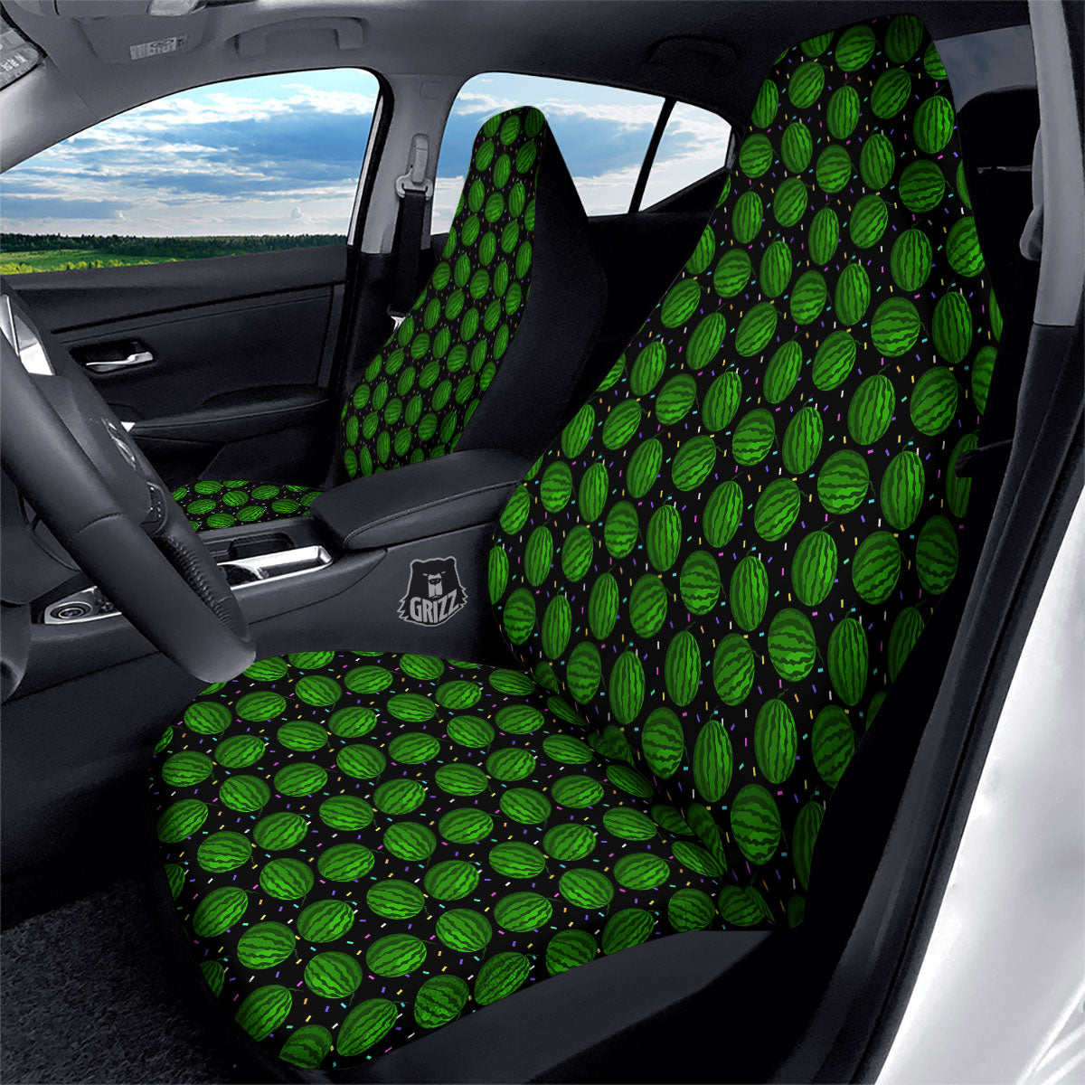 Watermelon Black Cute Print Pattern Car Seat Covers-grizzshop