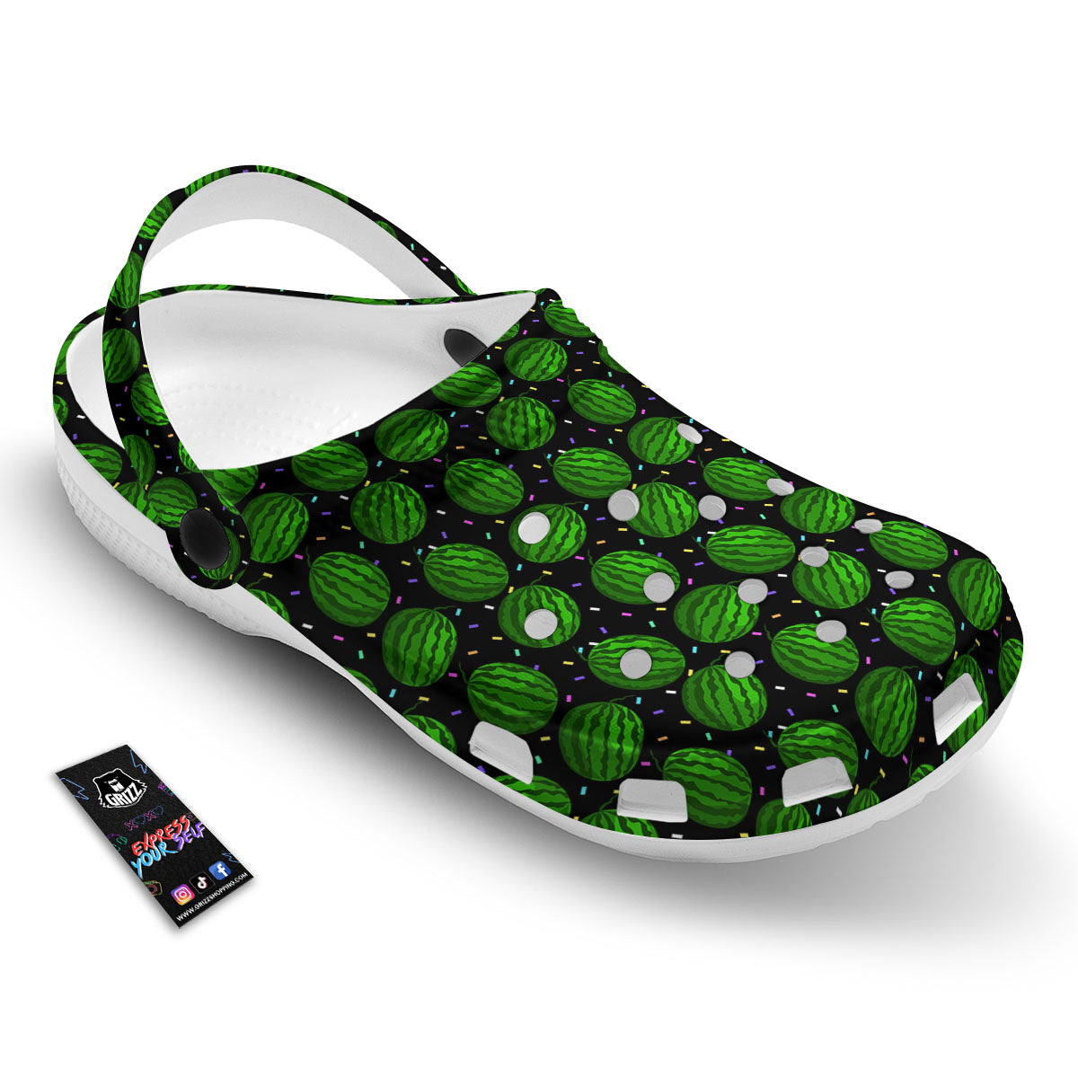 Watermelon Black Cute Print Pattern Clog-grizzshop