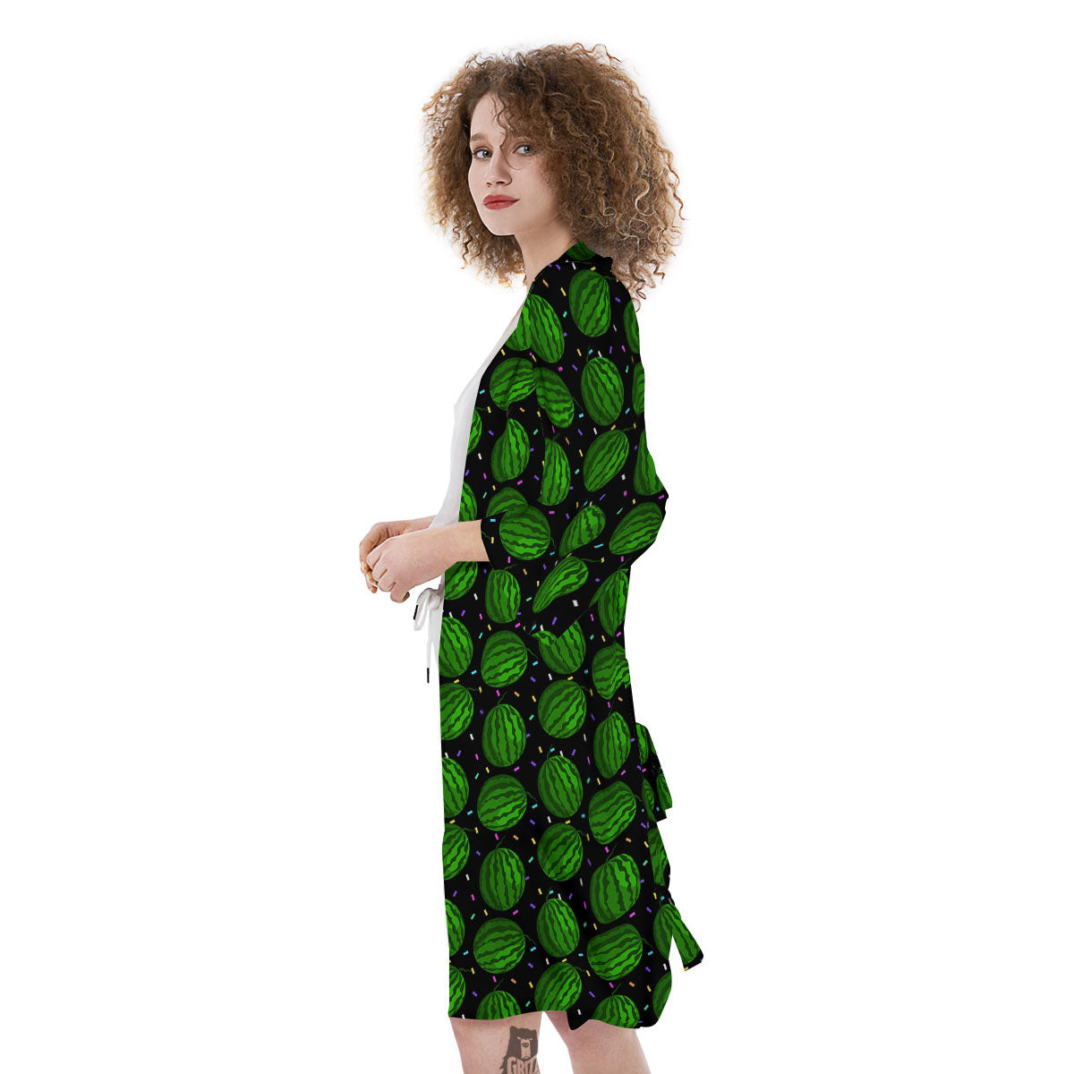 Watermelon Black Cute Print Pattern Kimono-grizzshop