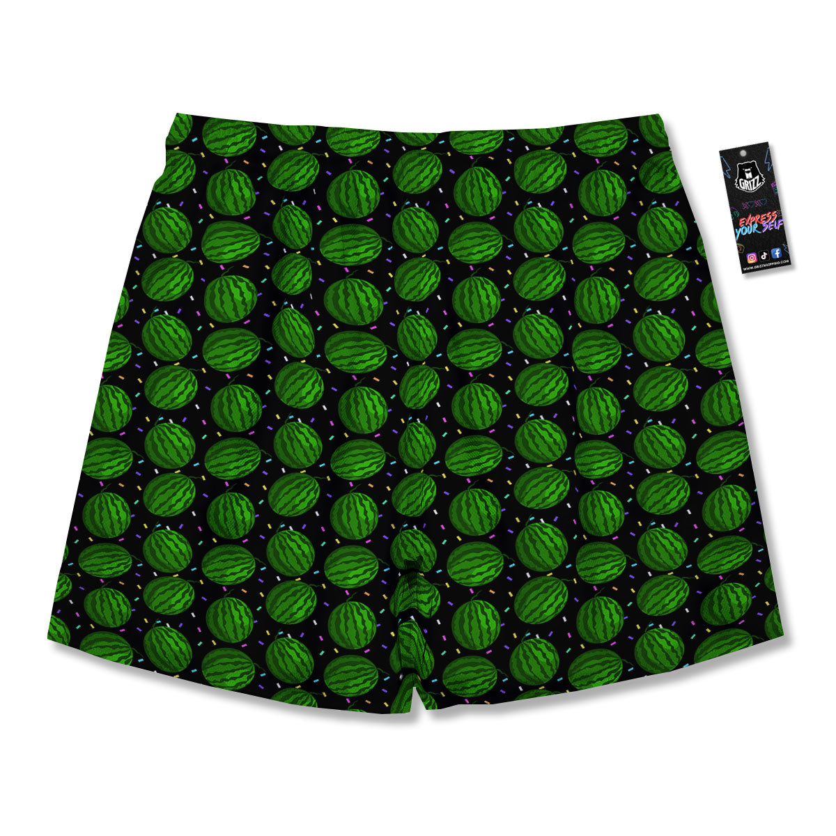 Watermelon Black Cute Print Pattern Men's Running Shorts-grizzshop