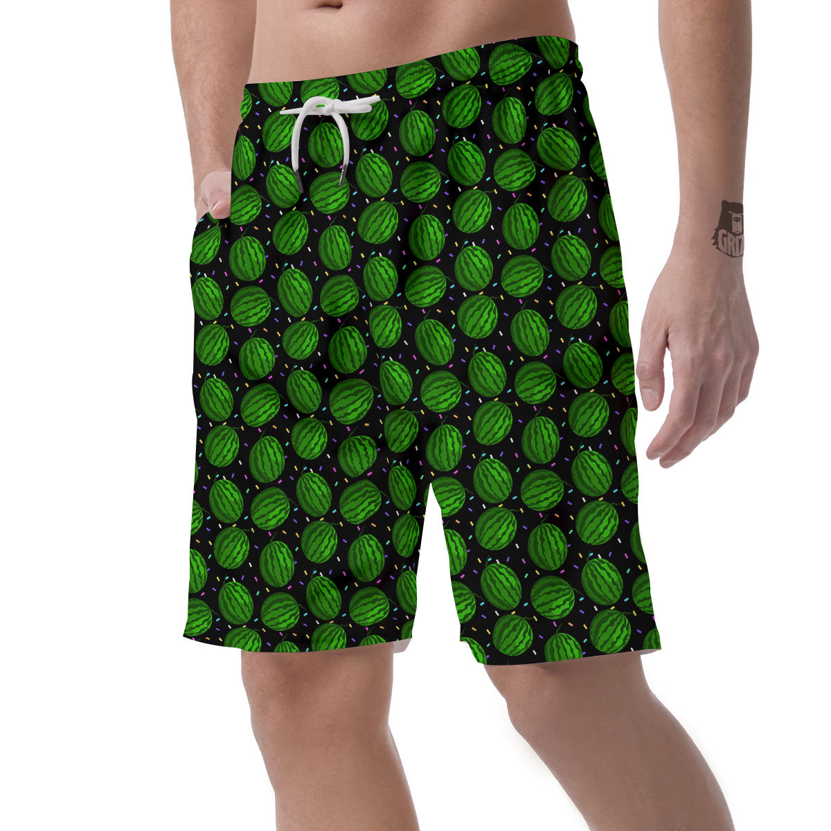 Watermelon Black Cute Print Pattern Men's Shorts-grizzshop