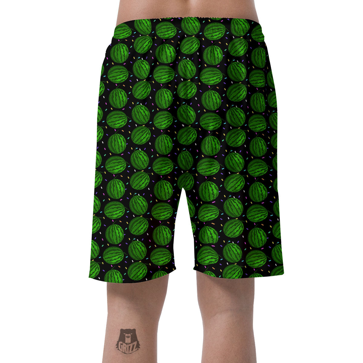 Watermelon Black Cute Print Pattern Men's Shorts-grizzshop