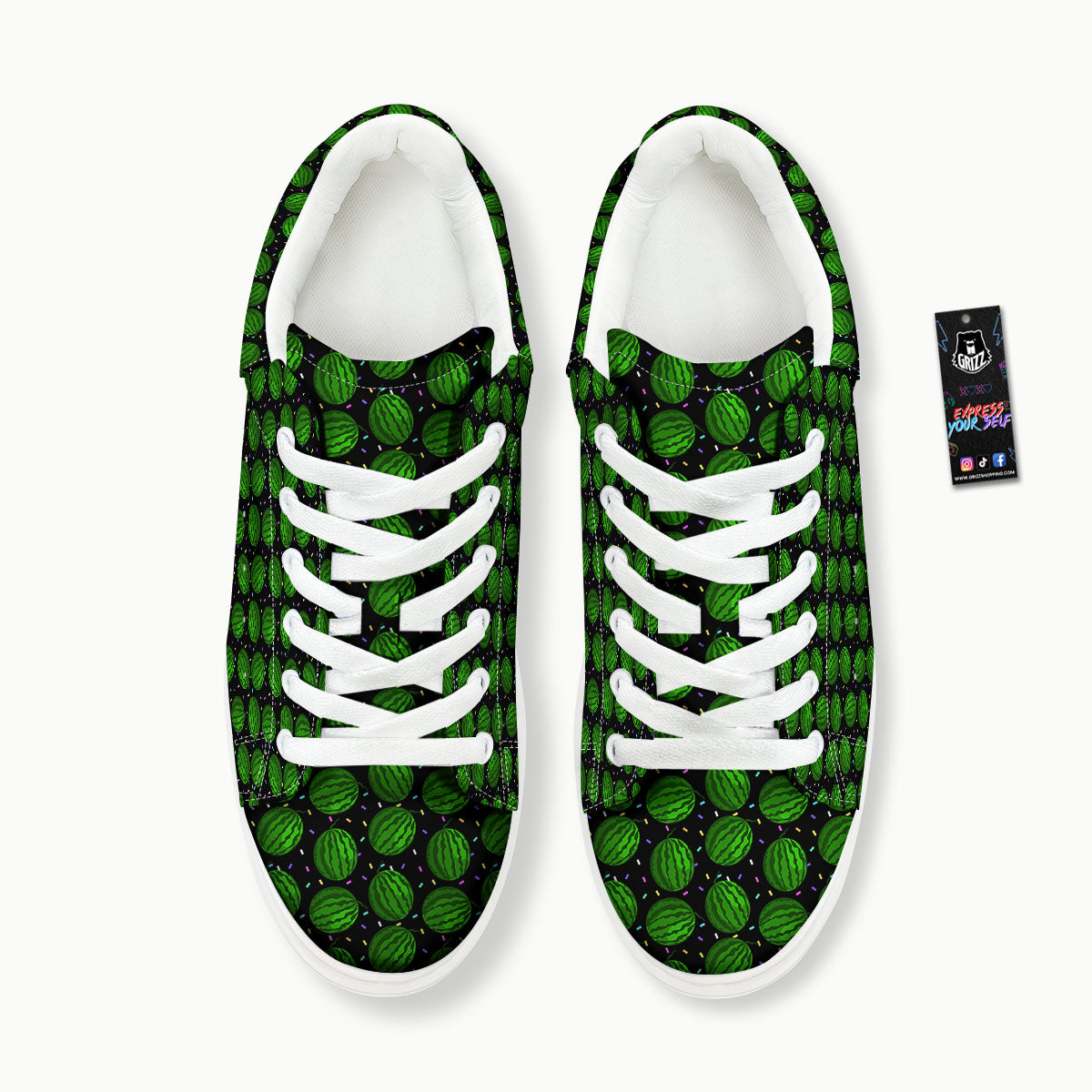 Watermelon Black Cute Print Pattern Platform Shoes-grizzshop