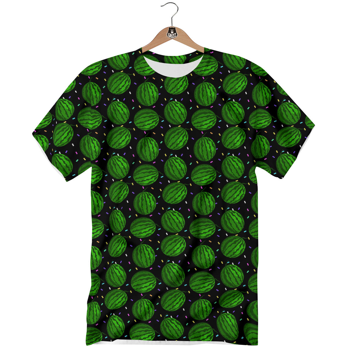 Watermelon Black Cute Print Pattern T-Shirt-grizzshop