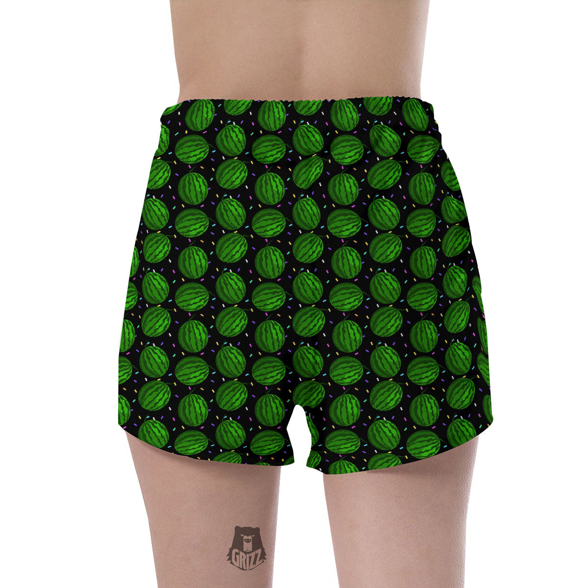 Watermelon Black Cute Print Pattern Women's Shorts-grizzshop