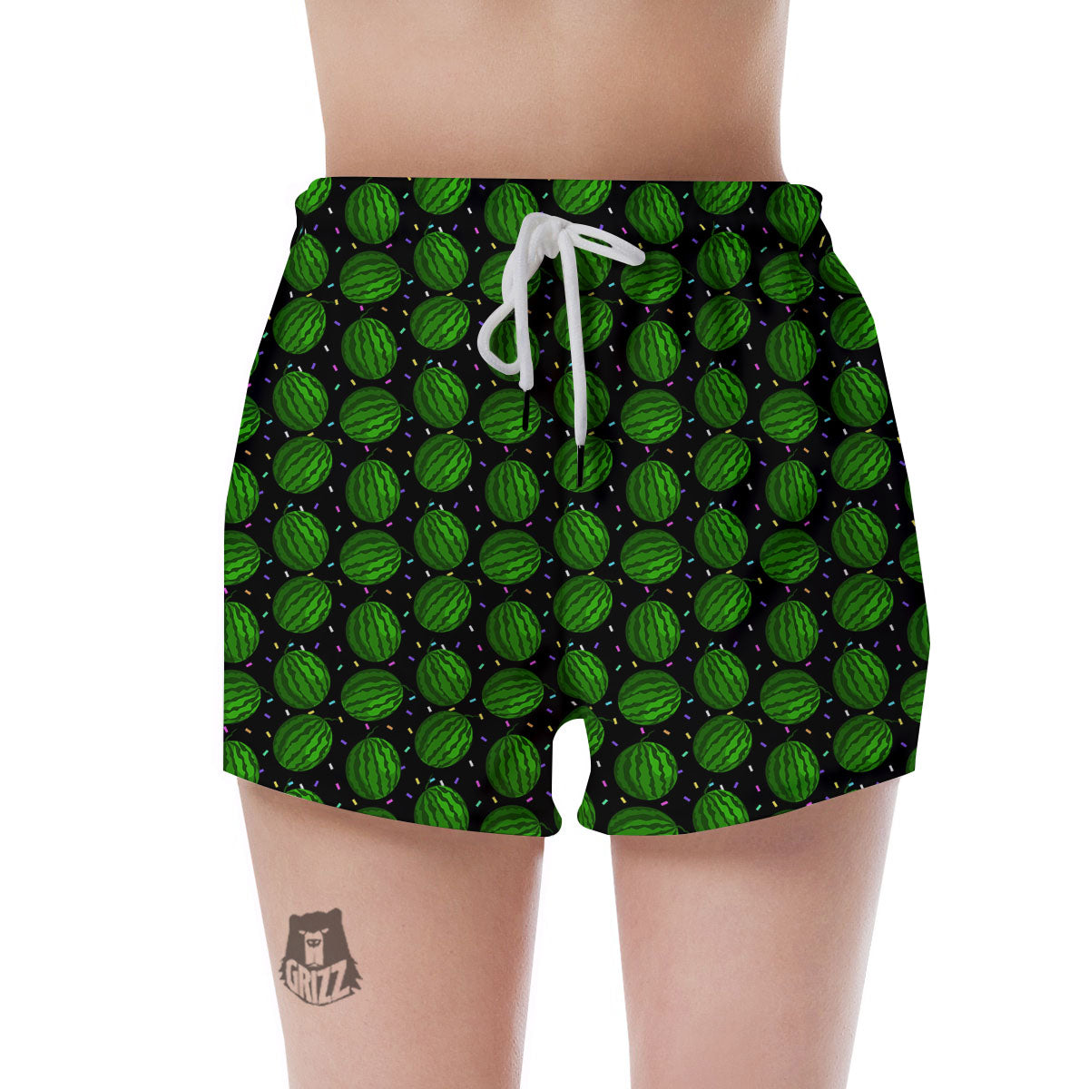 Watermelon Black Cute Print Pattern Women's Shorts-grizzshop