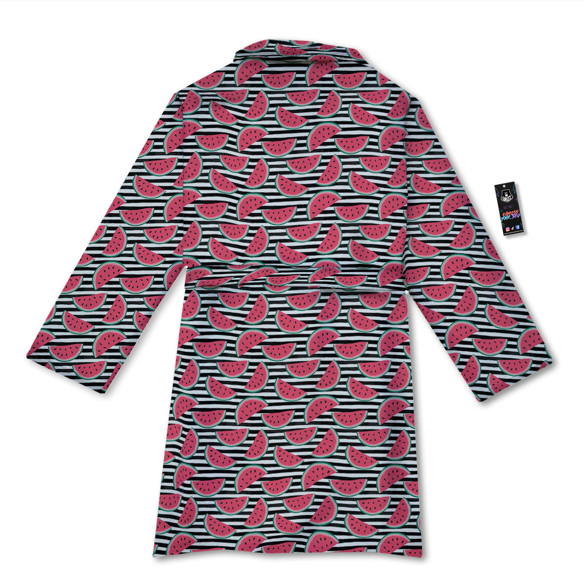 Watermelon Black Striped Print Pattern Bathrobe-grizzshop