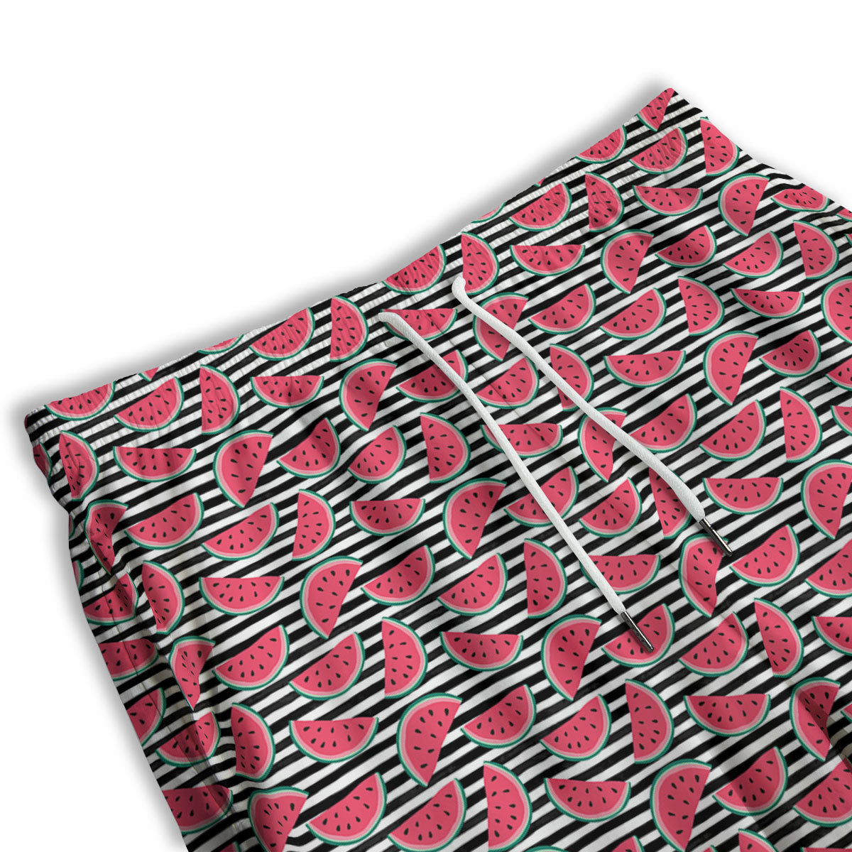 Watermelon Black Striped Print Pattern Men's Athletic Shorts