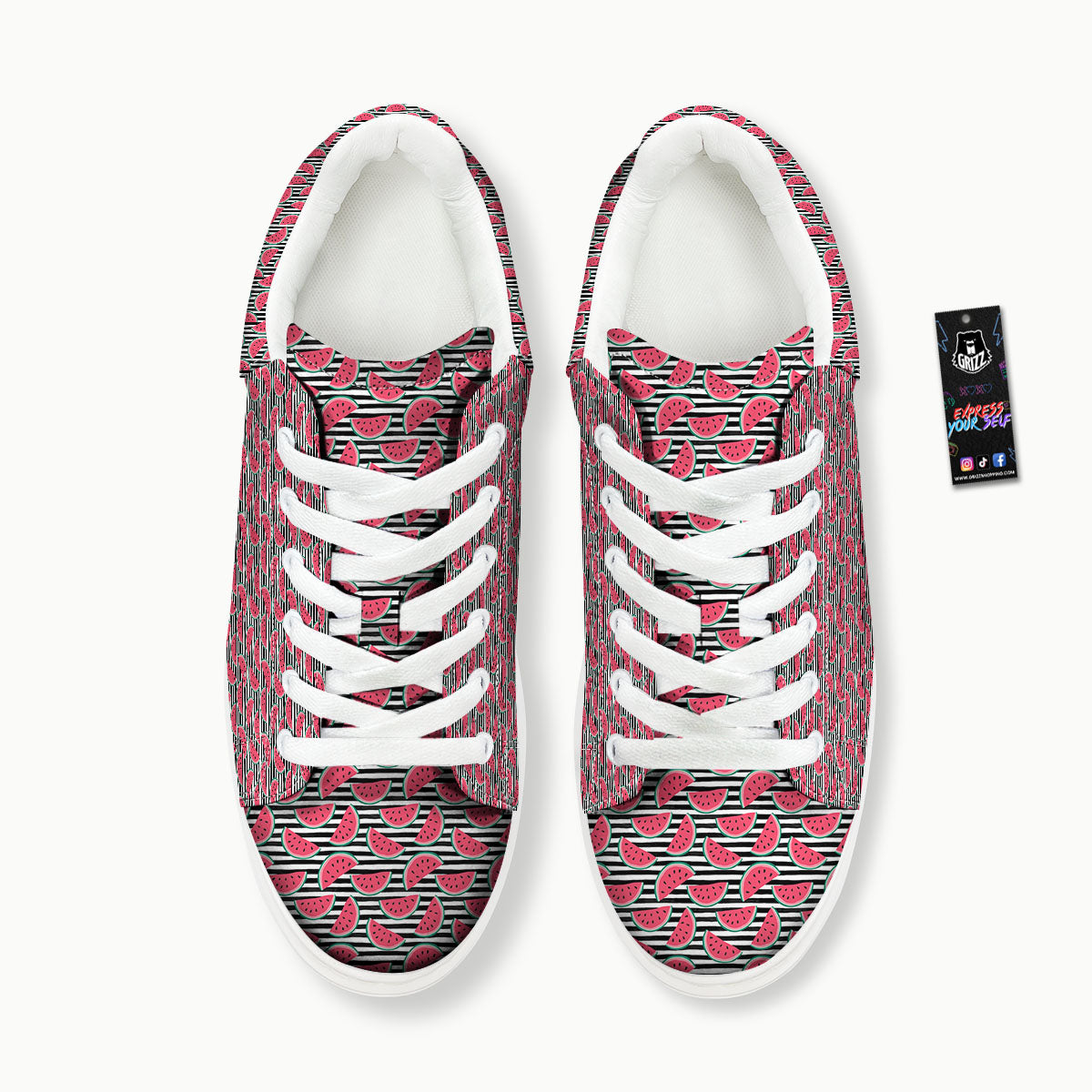 Watermelon Black Striped Print Pattern Platform Shoes-grizzshop