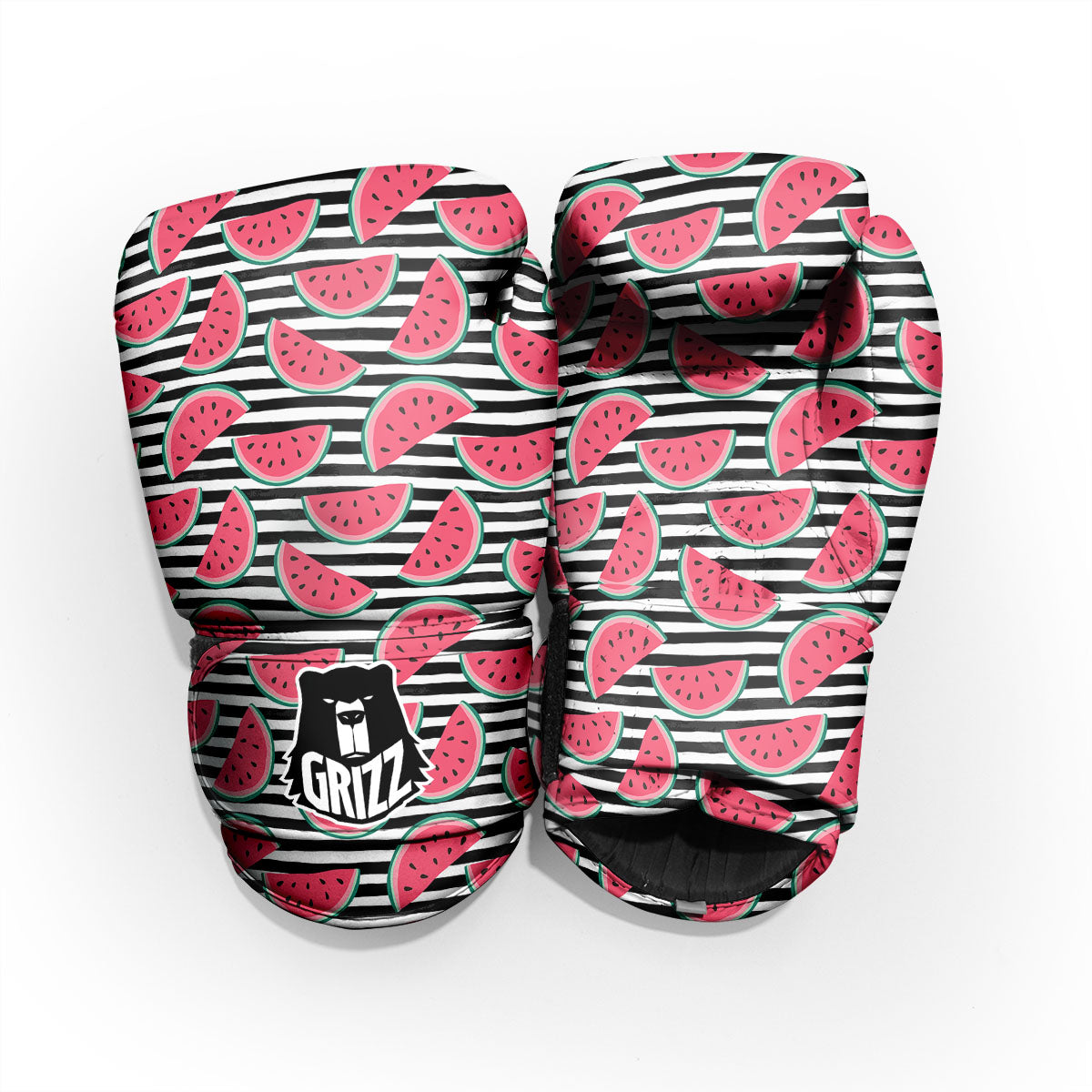 Watermelon Black Striped Print Pattern Pro Boxing Glove