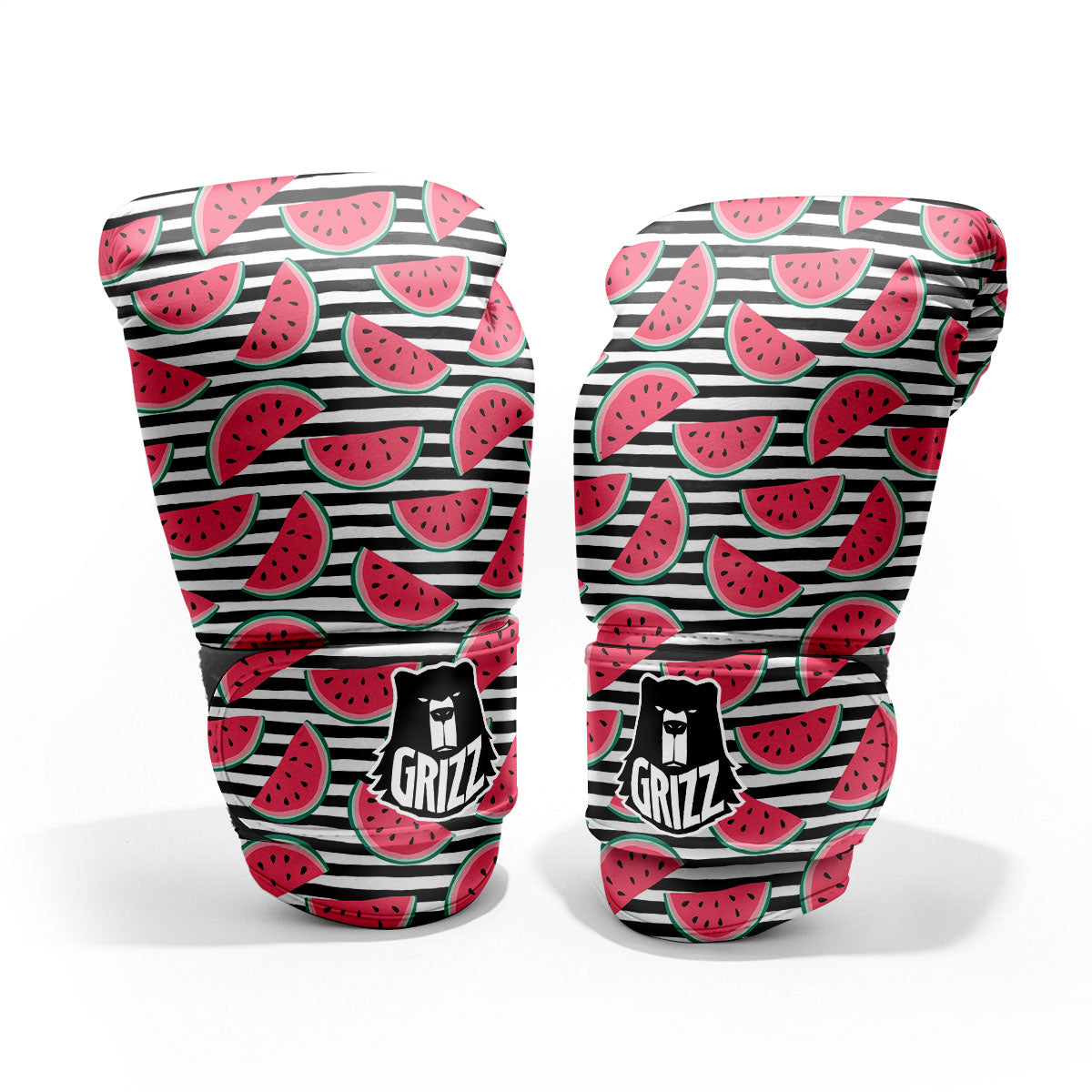 Watermelon Black Striped Print Pattern Pro Boxing Glove