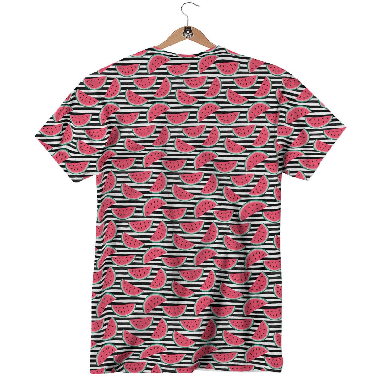 Watermelon Black Striped Print Pattern T-Shirt-grizzshop