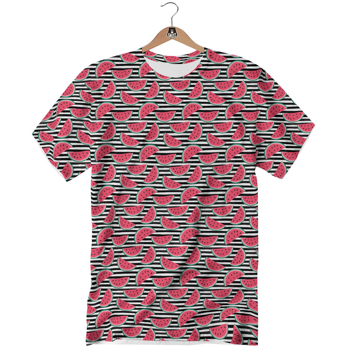 Watermelon Black Striped Print Pattern T-Shirt-grizzshop