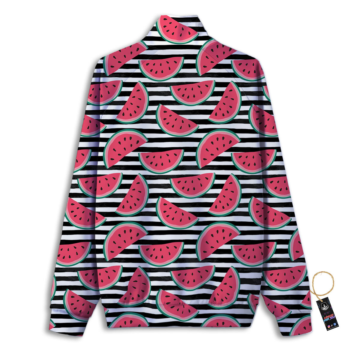 Watermelon Black Striped Print Pattern Track Jacket-grizzshop