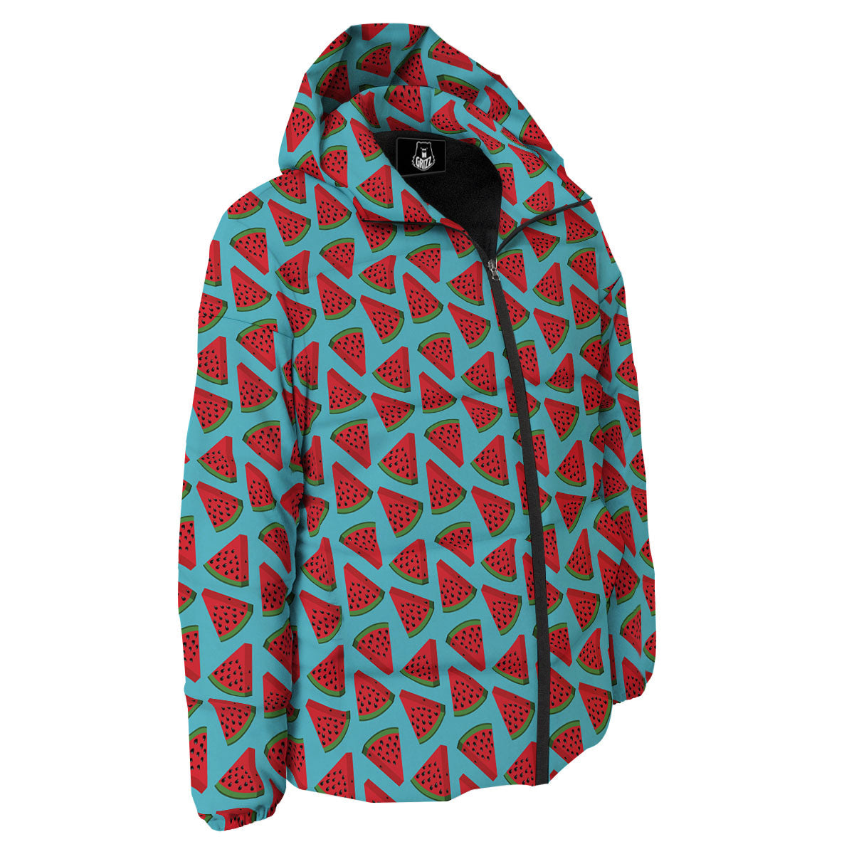 Watermelon Blue Cute Print Pattern Down Jacket-grizzshop