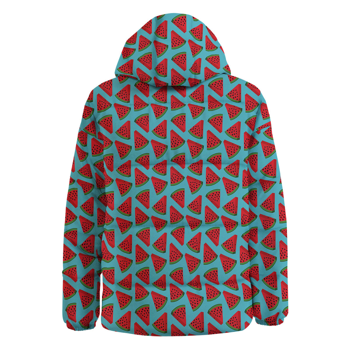Watermelon Blue Cute Print Pattern Down Jacket-grizzshop