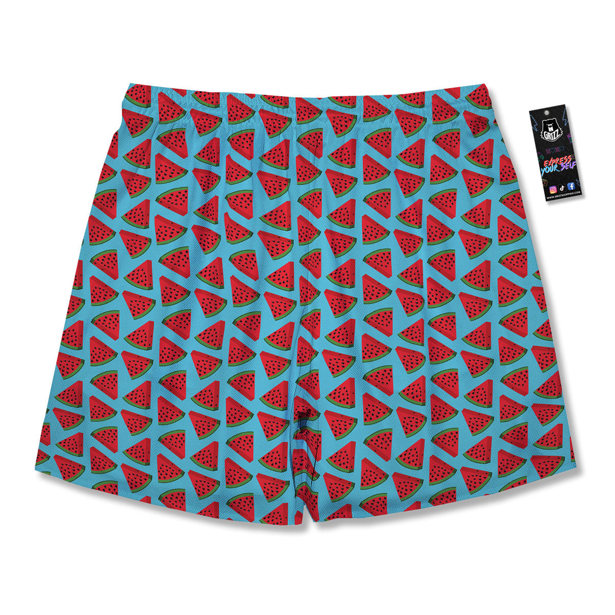 Watermelon Blue Cute Print Pattern Men's Running Shorts-grizzshop