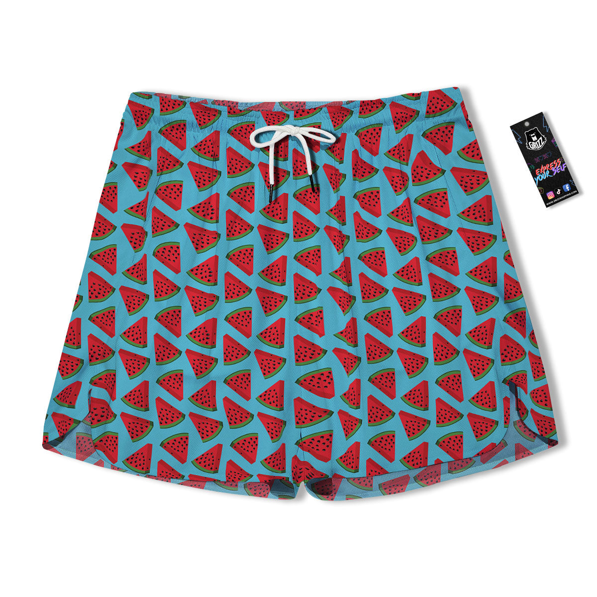 Watermelon Blue Cute Print Pattern Men's Running Shorts-grizzshop