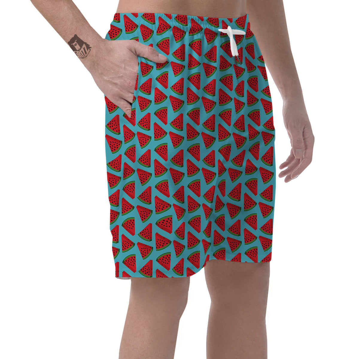 Watermelon Blue Cute Print Pattern Men's Shorts-grizzshop