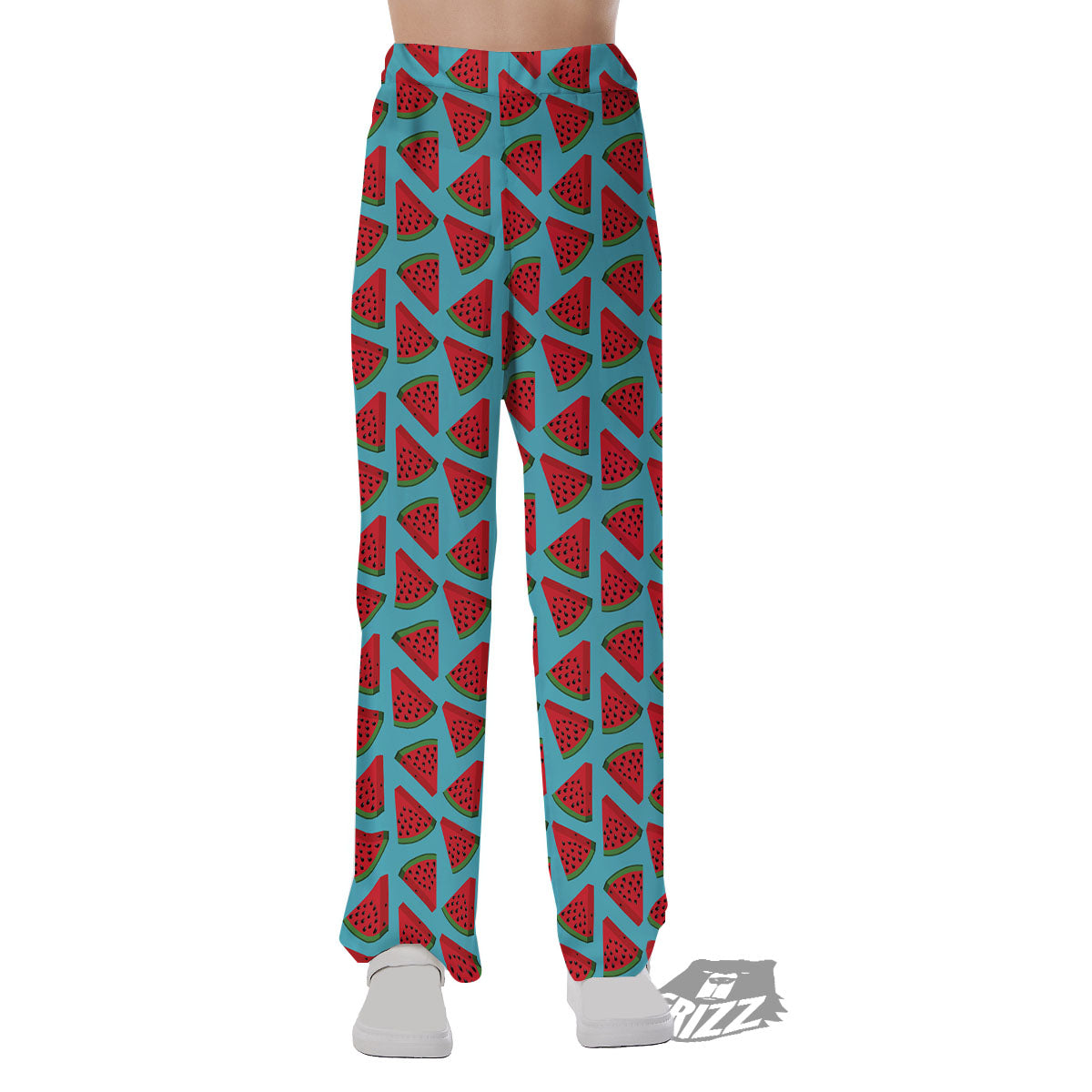 Watermelon Blue Cute Print Pattern Pajama Pants-grizzshop
