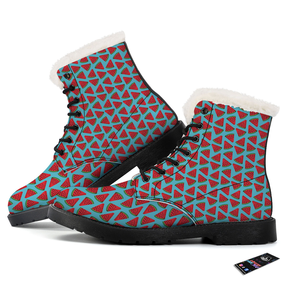 Watermelon Blue Cute Print Pattern Winter Boots-grizzshop