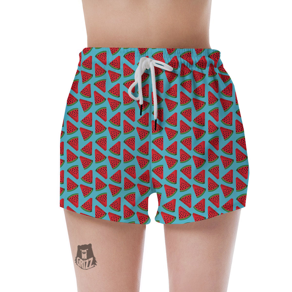 Watermelon Blue Cute Print Pattern Women's Shorts-grizzshop