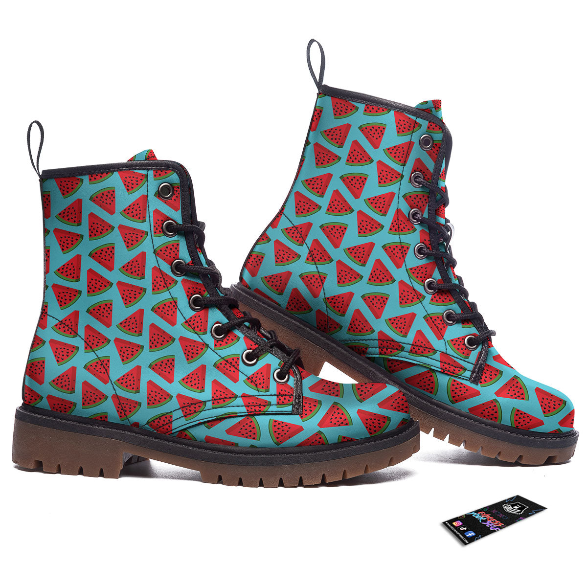 Watermelon Blue Cute Print Pattern Work Boots-grizzshop