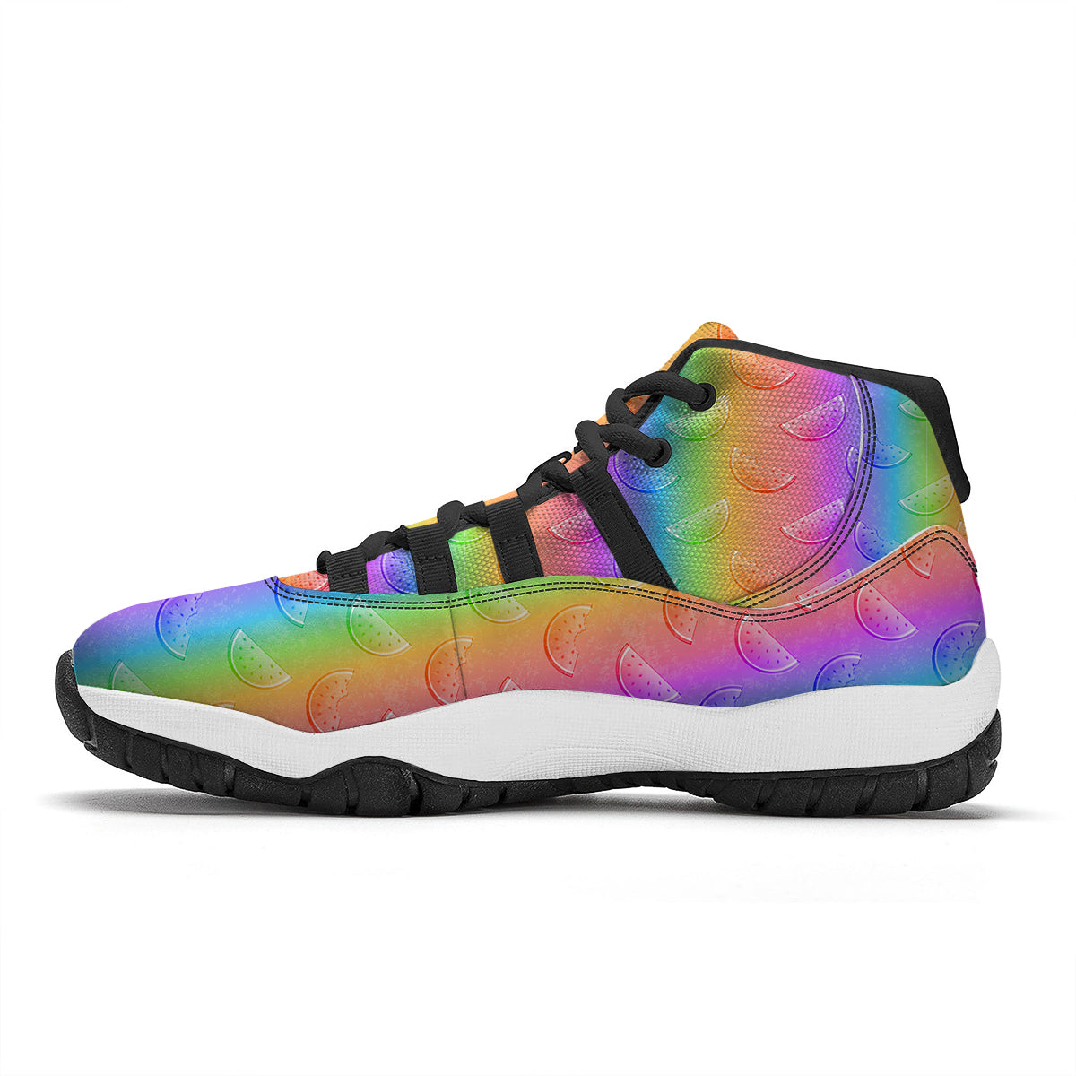 Watermelon Colorful Print Pattern Black Bball Shoes-grizzshop