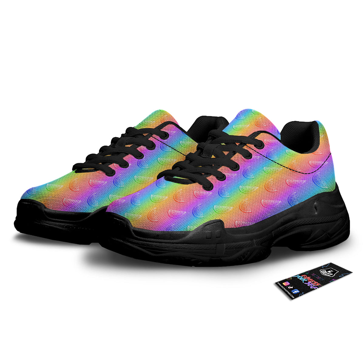Watermelon Colorful Print Pattern Black Chunky Shoes-grizzshop