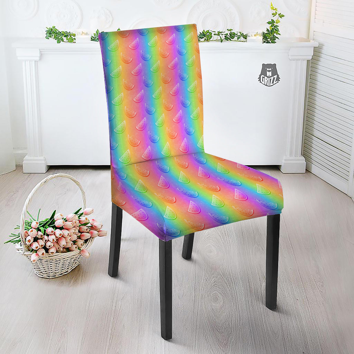 Watermelon Colorful Print Pattern Dining Chair Slipcover-grizzshop