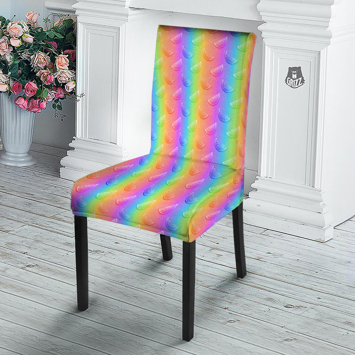 Watermelon Colorful Print Pattern Dining Chair Slipcover-grizzshop