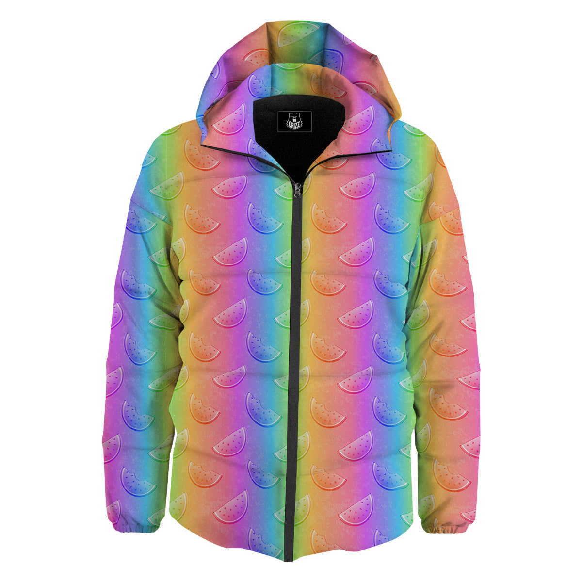 Watermelon Colorful Print Pattern Down Jacket-grizzshop
