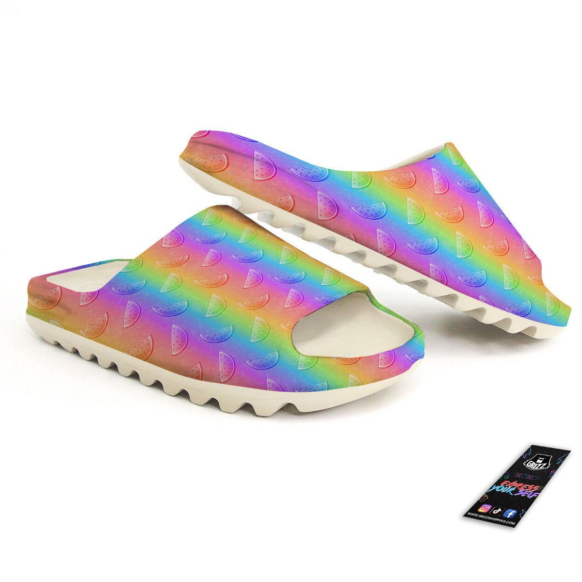 Watermelon Colorful Print Pattern Sandals-grizzshop