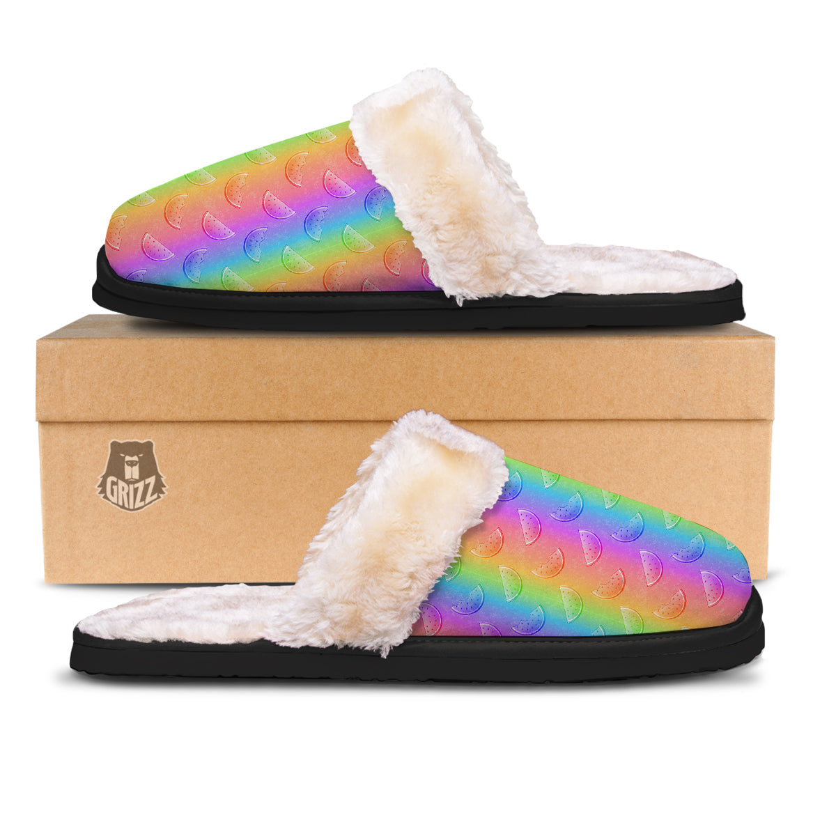 Watermelon Colorful Print Pattern Slippers-grizzshop