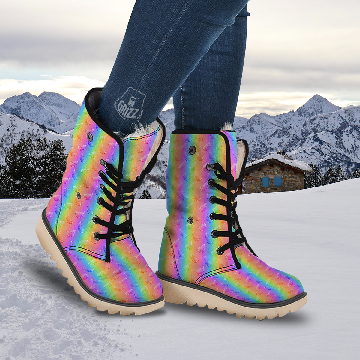 Watermelon Colorful Print Pattern Snow Boots-grizzshop