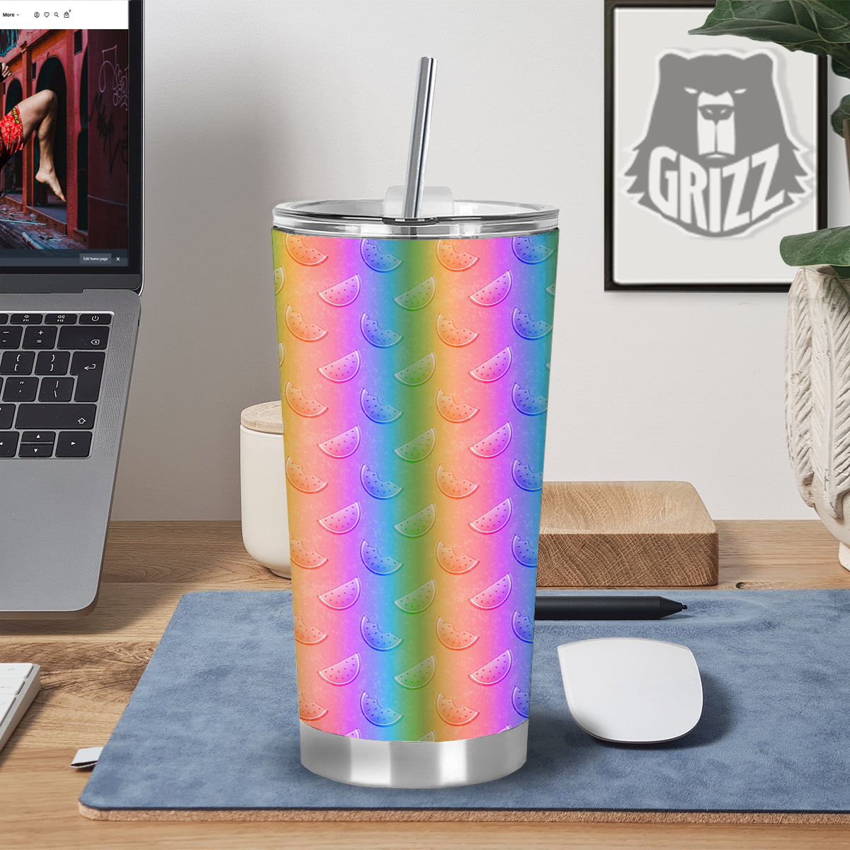 Watermelon Colorful Print Pattern Tumbler-grizzshop