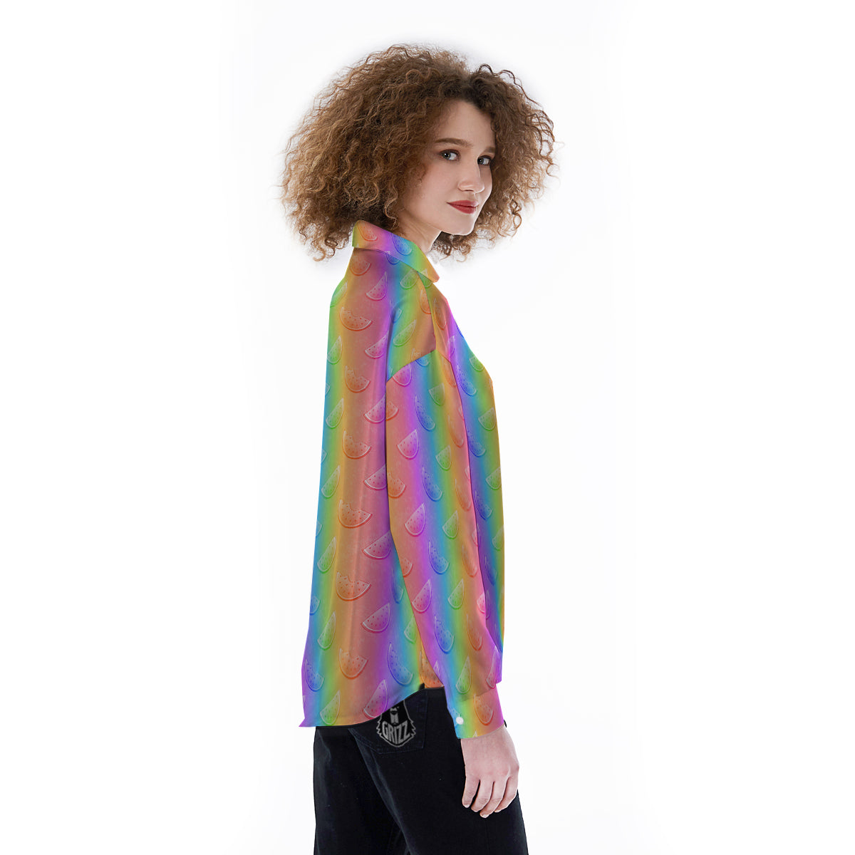 Watermelon Colorful Print Pattern Women's Long Sleeve Shirts-grizzshop