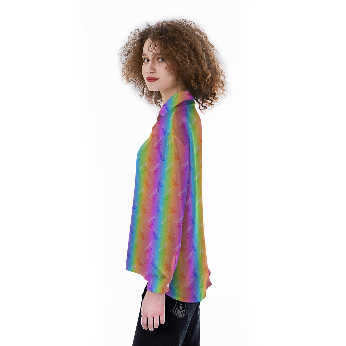 Watermelon Colorful Print Pattern Women's Long Sleeve Shirts-grizzshop