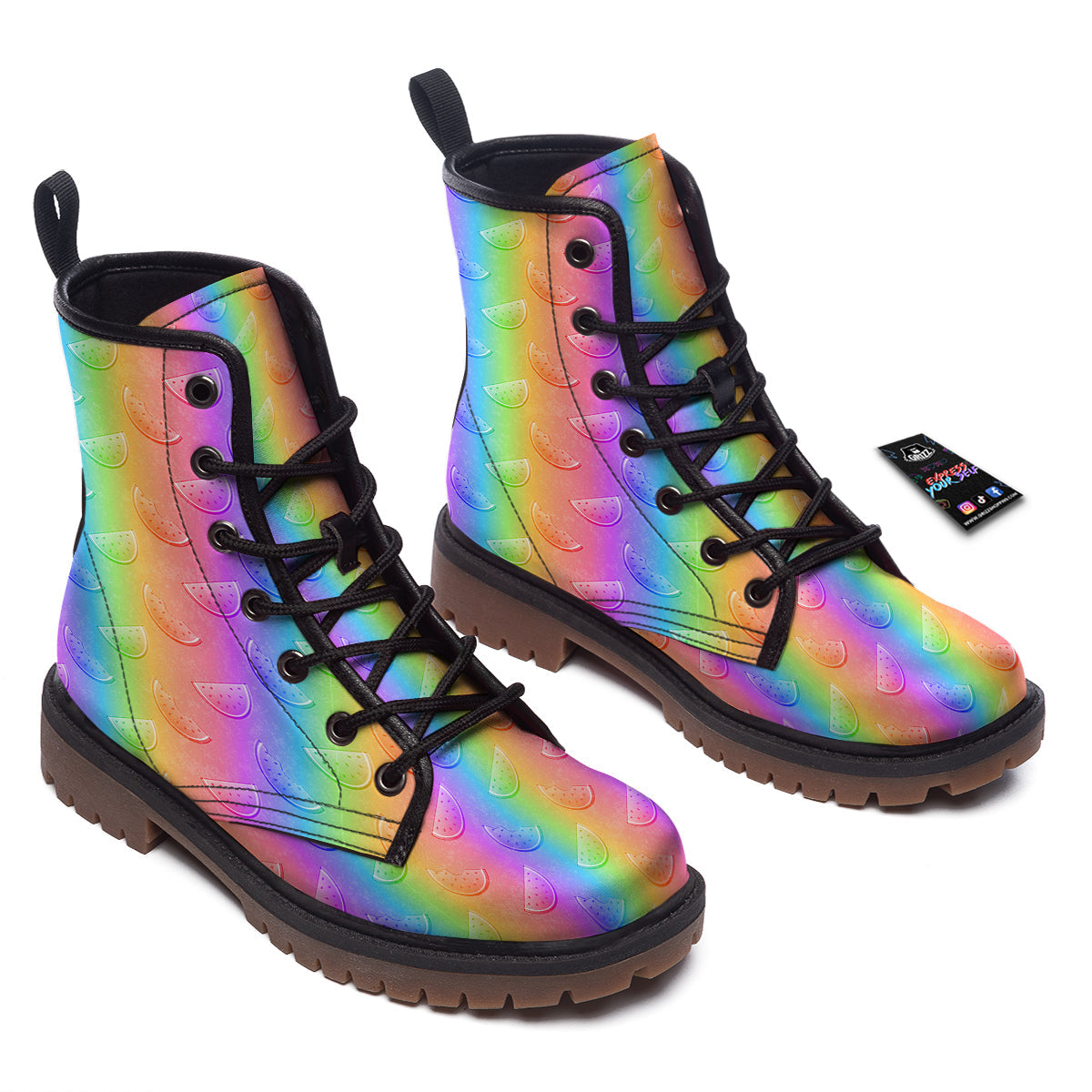 Watermelon Colorful Print Pattern Work Boots-grizzshop