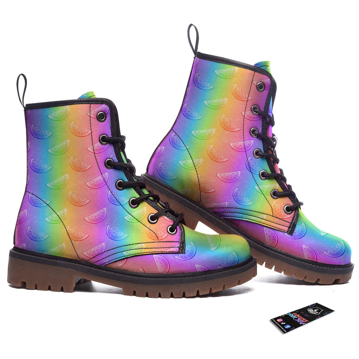 Watermelon Colorful Print Pattern Work Boots-grizzshop