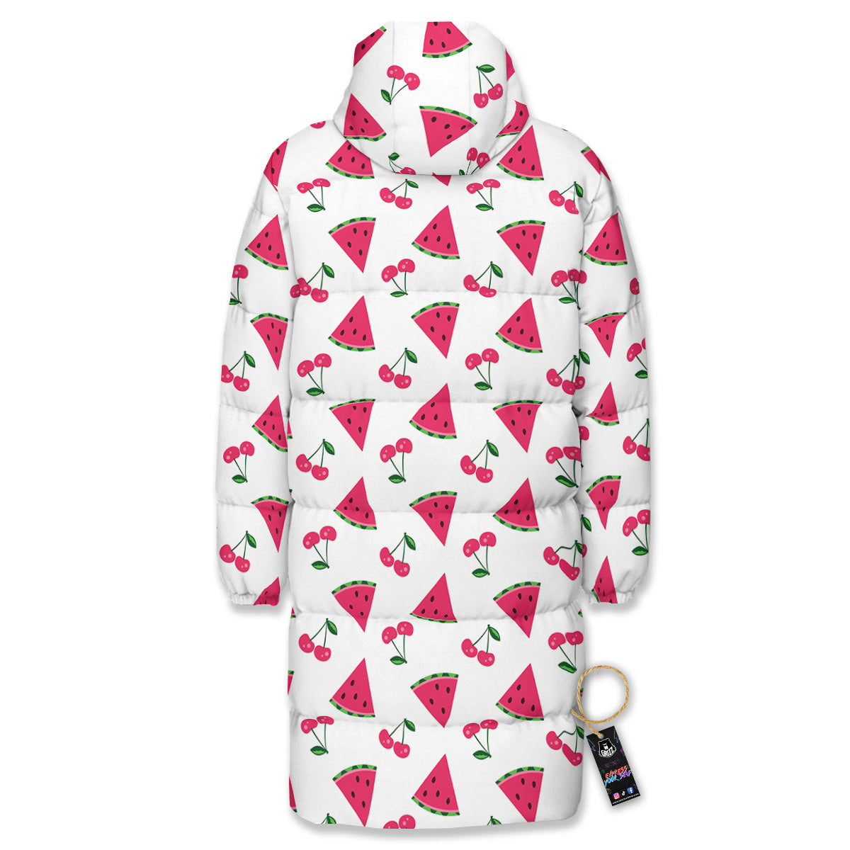 Watermelon Cute Berry Print Pattern Long Down Jacket-grizzshop
