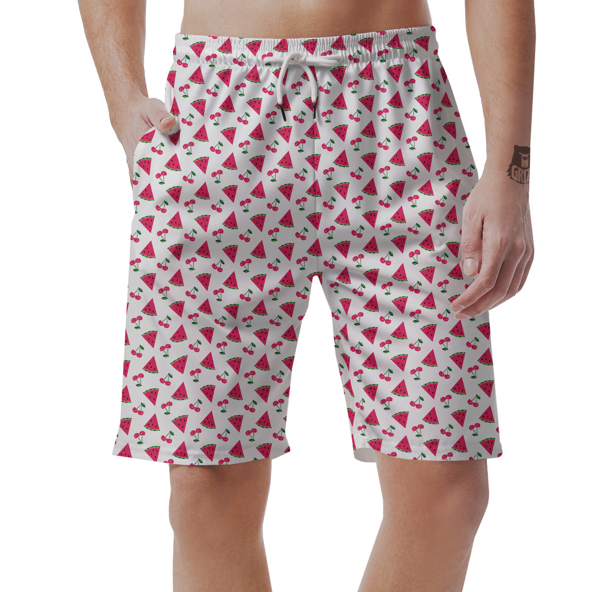 Watermelon Cute Berry Print Pattern Men's Shorts-grizzshop