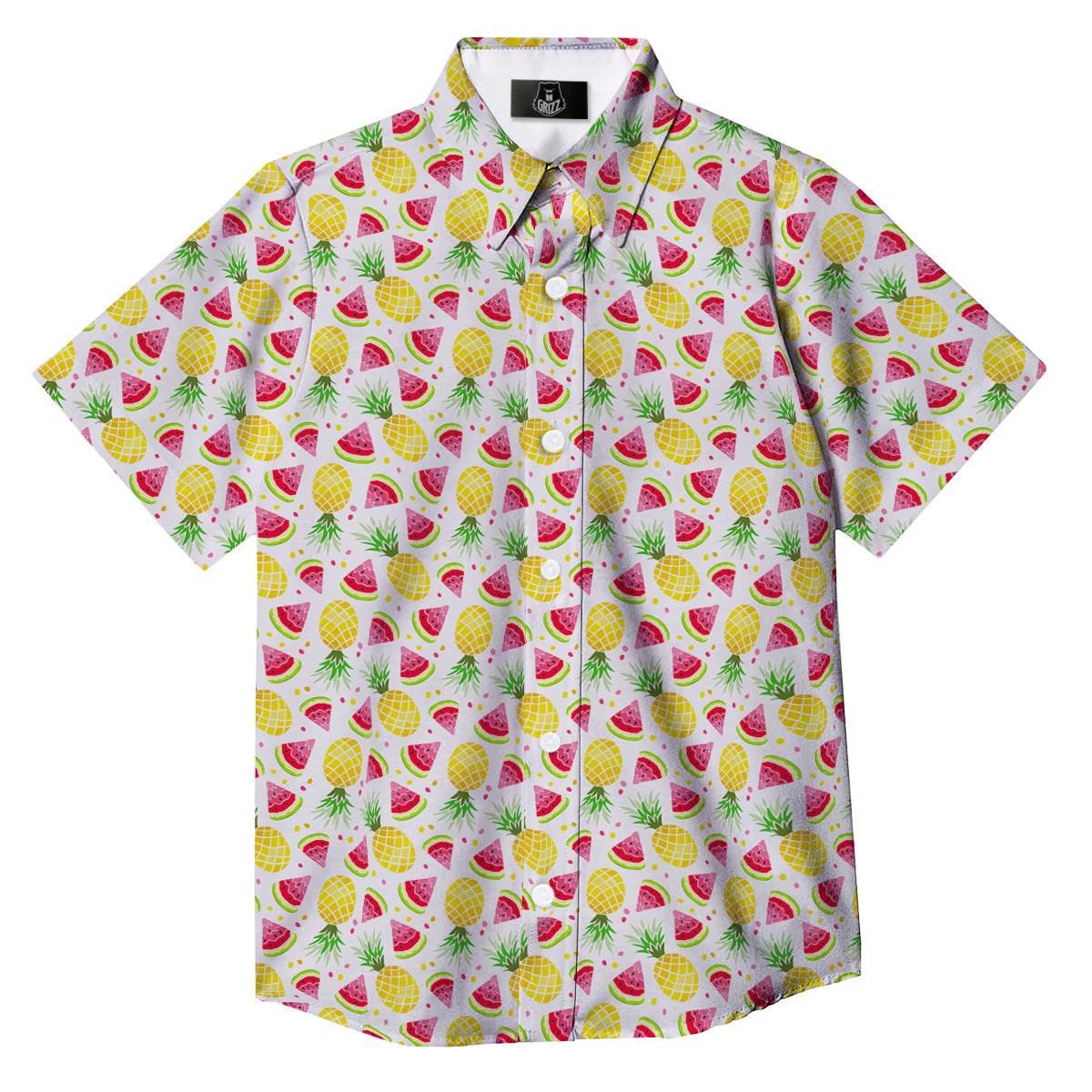 Watermelon Cute Pineapple Print Pattern Button Up Shirt-grizzshop