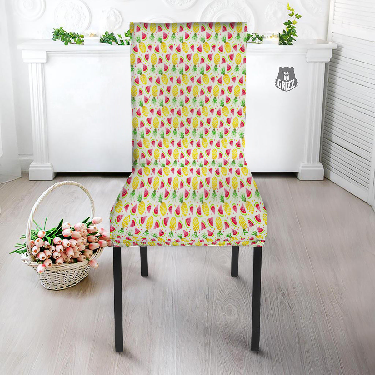 Watermelon Cute Pineapple Print Pattern Dining Chair Slipcover-grizzshop