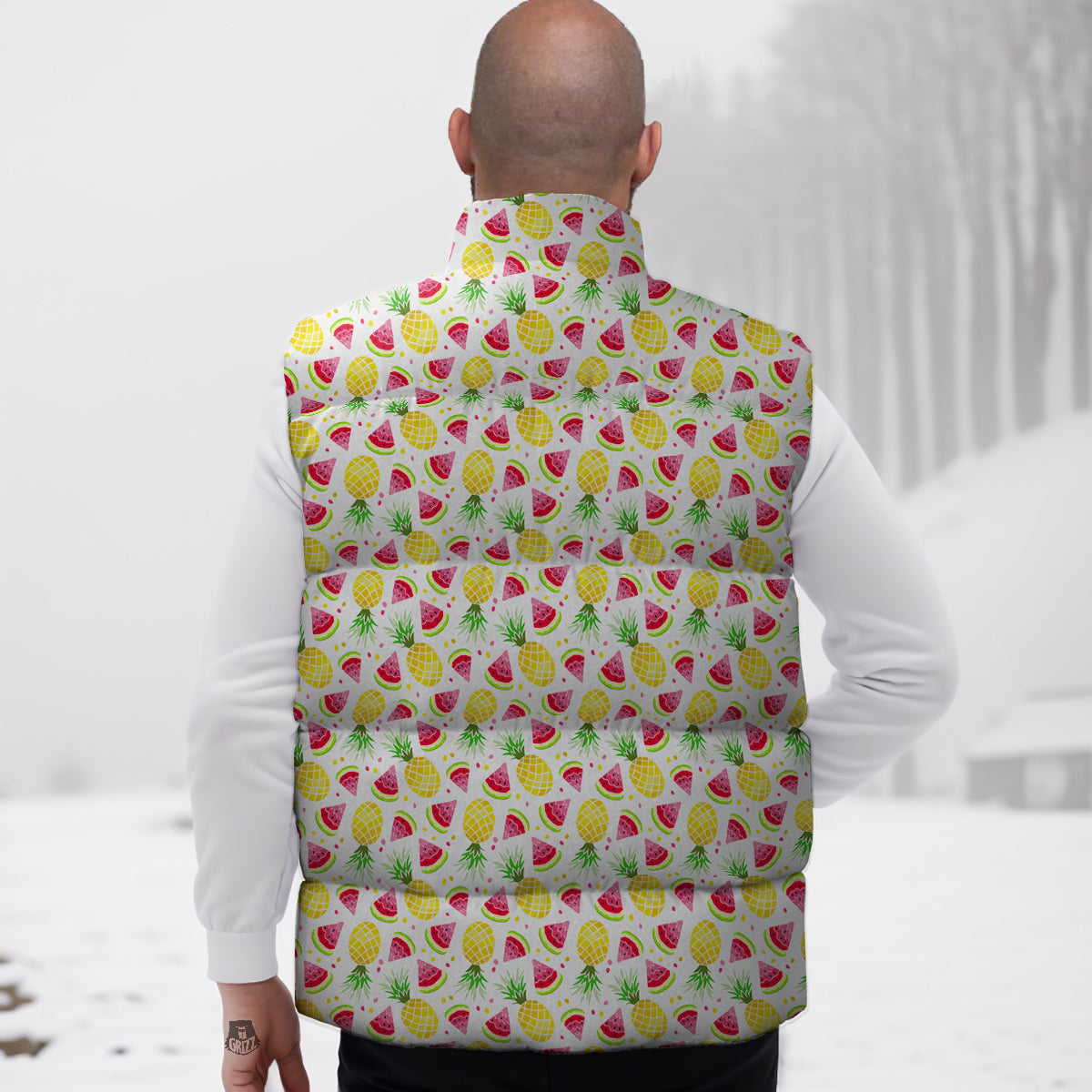 Watermelon Cute Pineapple Print Pattern Down Vest-grizzshop